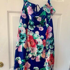 Prom Dress, Size 15, Multicolored Floral and Blue